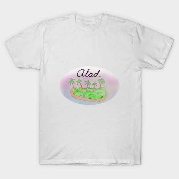 Alad watercolor Island travel, beach, sea and palm trees. Holidays and rest, summer and relaxation T-Shirt by grafinya